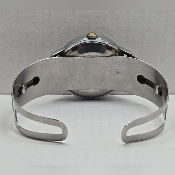 Timex Viscount 1971 Silver Date Watch Self Winding Retro Don Juan By Flatau Cuff - Picture 8 of 11